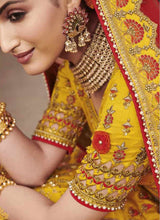 Load image into Gallery viewer, buy yellow royal weddingwear bridesmaid heavy work silk base lehenga choli
