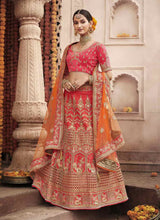 Load image into Gallery viewer, red marvelous bridalwear heavy work silk base lehenga choli
