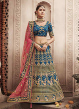 Load image into Gallery viewer, blue marvelous bridalwear heavy work silk base lehenga choli
