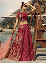 Load image into Gallery viewer, Maroon Color Silk Fabric Zari And Sequins Work Lehenga
