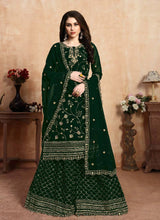 Load image into Gallery viewer, fashionable Green Color Georgette base zari work sharara salwar suit
