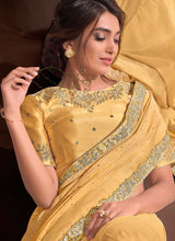 Load image into Gallery viewer, online Astonishing Yellow Color Silk Fabric Zari and Sequins work Saree
