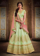 Load image into Gallery viewer, charming look light green color umbrella lehenga choli

