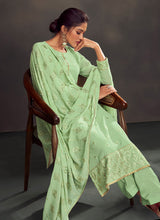 Load image into Gallery viewer, Purchase Light Green Color Embroidered Straight Suit With Fully Sequins Work Dupatta
