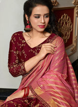 Load image into Gallery viewer, Buy mind blowing wine colored georgette base embroidered sharara suit
