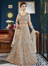 Load image into Gallery viewer, gorgeous grey colored stone work embroidered lehenga style suit
