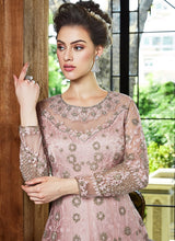 Load image into Gallery viewer, shop amazing baby pink colored heavy Zari worked designer gown
