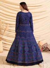 Load image into Gallery viewer, shop Navy Blue Colored Taffeta Silk Base Partywear Designer Gown
