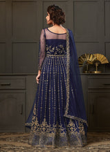 Load image into Gallery viewer, Online admirable navy blue colored heavy work embroidered gown
