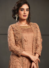 Load image into Gallery viewer, Online trendy beige colored embroidered pant style salwar kameez
