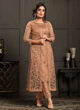 Load image into Gallery viewer, trendy beige colored embroidered pant style salwar kameez
