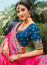 Load image into Gallery viewer, Buy traditional wear navy blue colored art silk base lehenga choli
