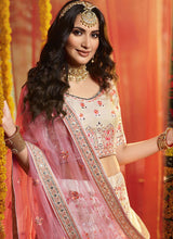 Load image into Gallery viewer, buy Spectacular off-white And Pink Organza Base Designer Lehenga Choli
