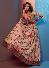 Load image into Gallery viewer, Buy Peach Color Digital Print Floral Gown With Fancy Sequins Belt
