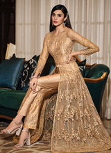 Load image into Gallery viewer, Order online Cream Color Fully Sequins And Embroidery Work Soft Net Base Slit Cut Suit
