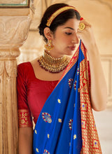 Load image into Gallery viewer, buy Royal Blue Color Silk Material Silk Weave Half And Half Saree
