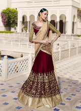 Load image into Gallery viewer, Shop Gorgeous Look Wine Color Silk Base Bridal Lehenga Choli
