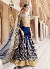 Load image into Gallery viewer, Shop Elegant Navy Blue Colored embroidered Bridal Lehenga Choli
