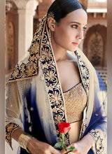 Load image into Gallery viewer, Buy Elegant Navy Blue Colored embroidered Bridal Lehenga Choli
