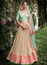 Load image into Gallery viewer, dashing look beige color soft net base lehenga Choli With fully worked blouse
