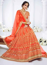 Load image into Gallery viewer, Buy Orange Color heavy worked with silk base lehenga choli
