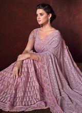 Load image into Gallery viewer, Shop outstanding mauve pink colored georgette designer saree
