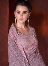 Load image into Gallery viewer, Online outstanding mauve pink colored georgette designer saree
