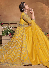 Load image into Gallery viewer, buy youthful yellow colored heavy work embroidered gown
