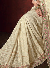 Load image into Gallery viewer, Buy creamy cream colored partywear georgette base saree
