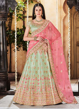 Load image into Gallery viewer, Pista Green color royal look lehenga with matching choli set
