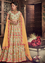 Load image into Gallery viewer, Buy Attractive Sea Green Color Silk Base Resham Work Bridal Lehenga Choli
