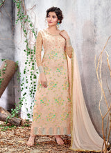 Load image into Gallery viewer, Precious Peach Partywear Georgette Base straight suit
