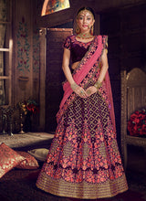 Load image into Gallery viewer, Buy Royal wine color bridal look heavy work lehenga choli
