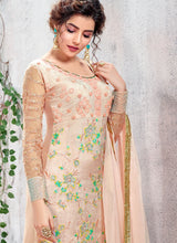Load image into Gallery viewer, buy Precious Peach Partywear Georgette Base straight suit
