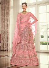 Load image into Gallery viewer, Light Pink Color Soft Net Base Thread And Sequins Work Lehenga
