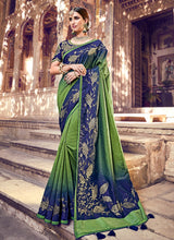 Load image into Gallery viewer, royal blue colored silk weave with designer blouse saree
