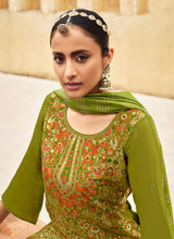 Load image into Gallery viewer, Order now Silk Material Green Color Silk Weave Pant Style Salwar Suit
