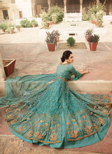 Load image into Gallery viewer, shop Beautiful sky blue Zari Worked Based Pakistani Suit
