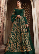 Load image into Gallery viewer, green Gorgeous zari and stone work heavily embellished anarkali suit
