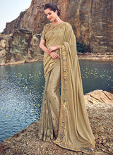 Load image into Gallery viewer, royal look brown colored georgette silk base saree
