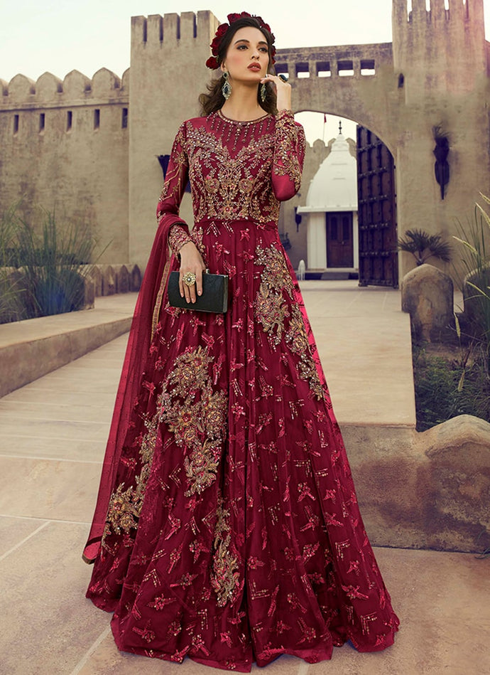 red Designer Heavily georgette base embellished designer gown