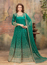Load image into Gallery viewer, Beautiful Sea Green Beads and zari work Anarkali suit with dupatta
