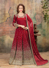 Load image into Gallery viewer, Beautiful Red Color Beads and zari work Anarkali suit with dupatta
