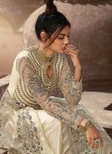 Load image into Gallery viewer, online Beautiful off-white colored heavy work embroidered Pakistani suit
