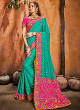 Load image into Gallery viewer, traditional wear multi colored heavy work designer saree
