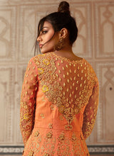 Load image into Gallery viewer, order outstanding orange heavy work embroidered slit cut suit
