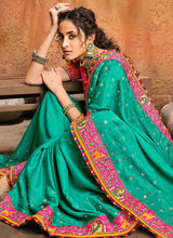 Load image into Gallery viewer, Online traditional wear multi colored heavy work designer saree
