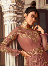 Load image into Gallery viewer, shop blissful brown colored heavy work embroidered designer gown
