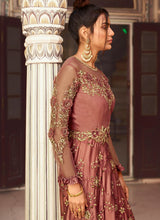 Load image into Gallery viewer, online blissful brown colored heavy work embroidered designer gown
