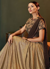 Load image into Gallery viewer, Buy Glorious brown colored silk base saree with designer blouse
